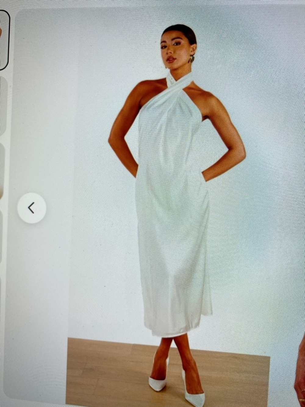 Show Me Your MUMU Jasmine Halter Midi Dress in White Satin size L